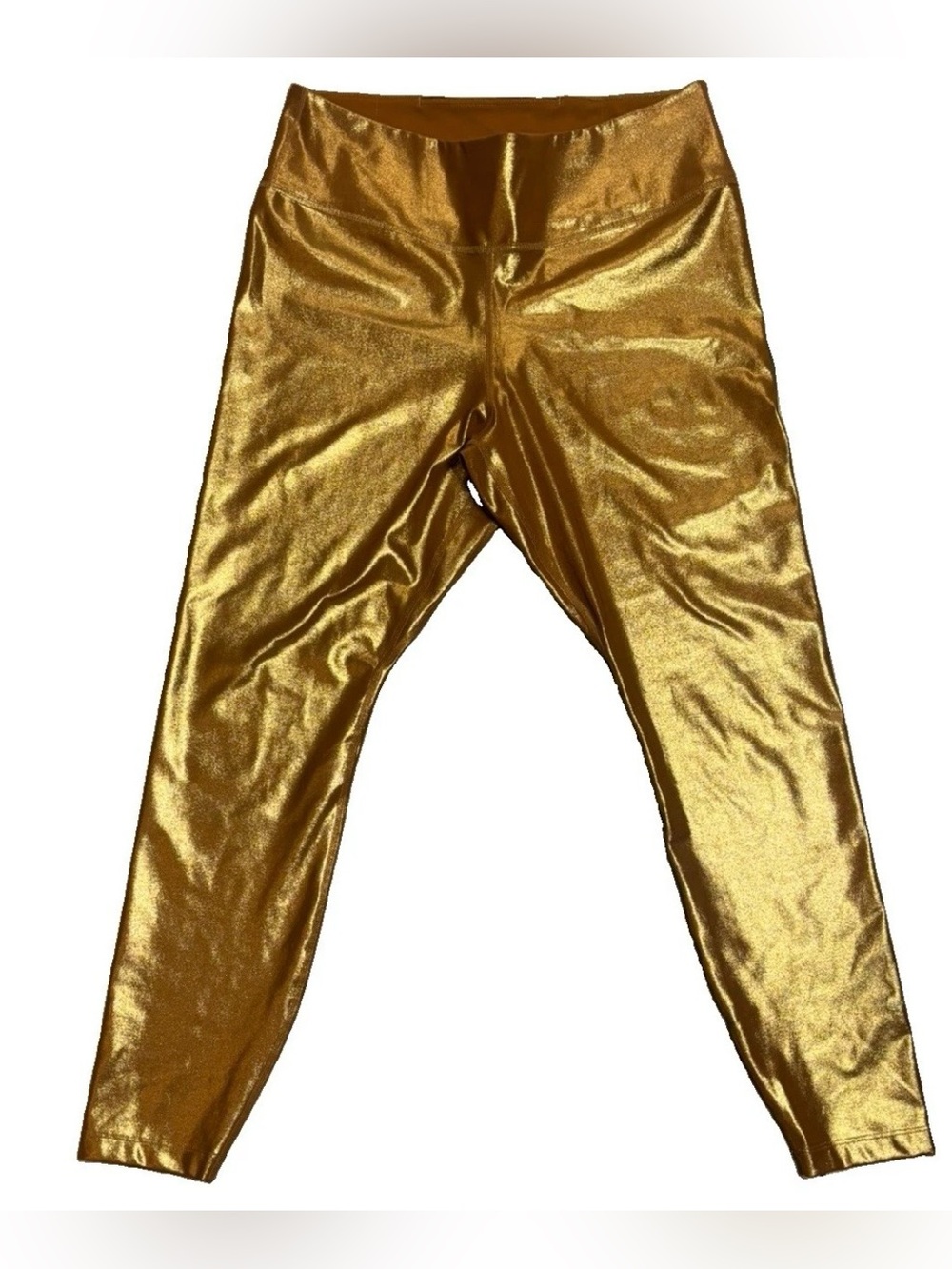 Nike One Icon Clash Leggings Womens Large Gold Metallic Dri-FIT Shimmer festival